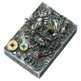 Резная креативная ветрозащитная зажигалка ручной работы на керосине, серебро 925 пробы