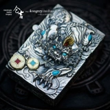 Резная креативная ветрозащитная зажигалка ручной работы на керосине, серебро 925 пробы