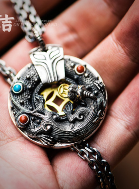 仓吉手工925银貔貅吊坠