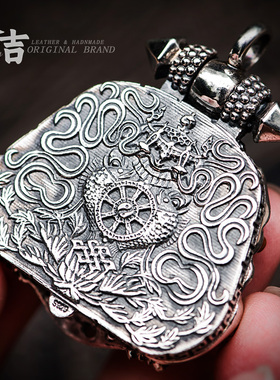 仓吉手工s925金鹏男士藏八宝银饰