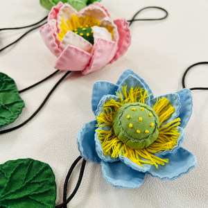 指间鲁绣荷花绣品手工绣diy国风绣花挂件刺绣材料包立体绣花自绣