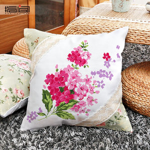 指间新款手工十字绣抱枕情侣婚礼客厅车枕3d印画印花靠垫套件