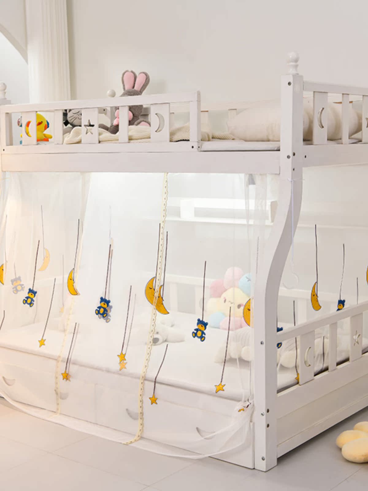 魔术贴子母床蚊帐儿童下床公主房高低双层床上下铺蚊帐家用1.51.2 - 图3