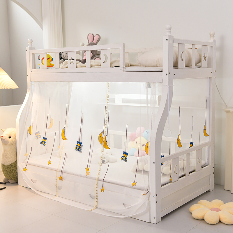 魔术贴子母床蚊帐儿童下床公主房高低双层床上下铺蚊帐家用1.51.2 - 图0