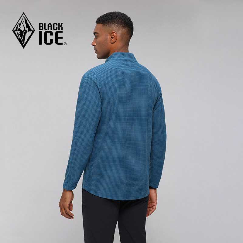 黑冰户外抓绒衣男华夫格保暖方格半拉链立领中间层冲锋衣内胆1101,淘宝优惠券,粉丝福利购,淘宝优惠卷