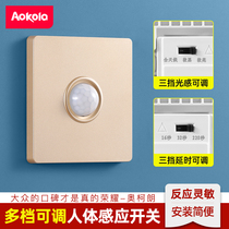 Light Control Human Sensing Switch 86 Type 220v Infrared Sensing Panel Infrared Intelligent Staircase Sensing Light Switch