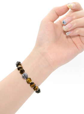 天然虎石串珠手链不规则切面设计