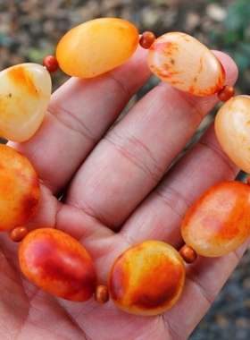 天然新疆和田玉白玉籽料原石手链