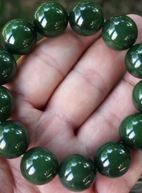 天然新疆和田玉碧玉男士手链