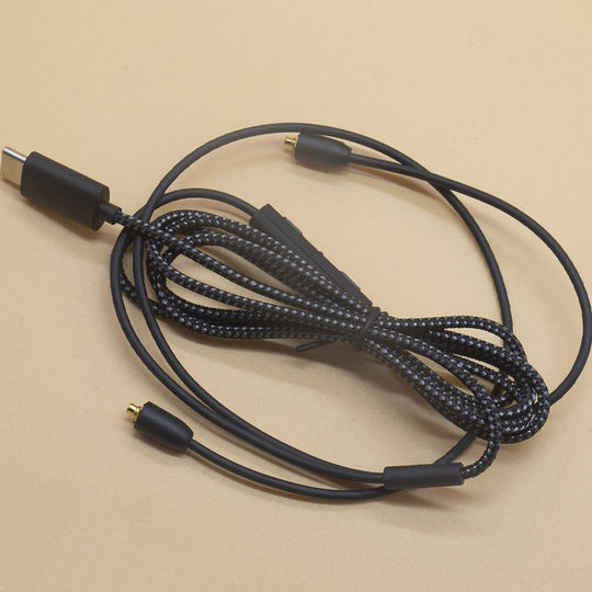 TC Android flat mouth typec headphone cable mmcx with microphone adjustable volume cloth velvet braided cable cx21986 chip