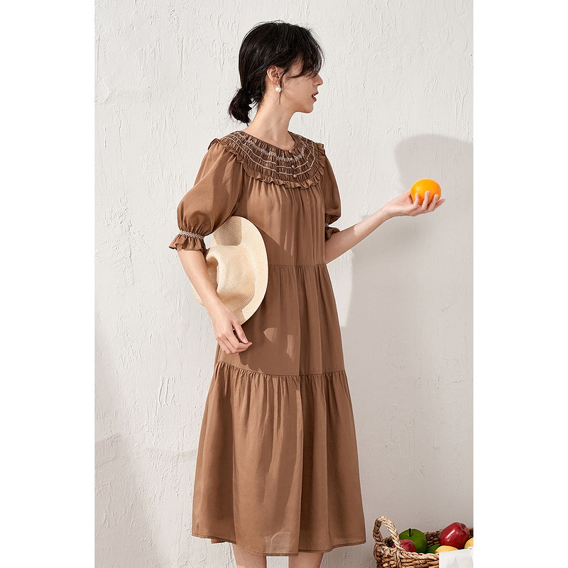 【商场同款】茵曼度假花边新款伞裙子 茵曼慢生活连衣裙