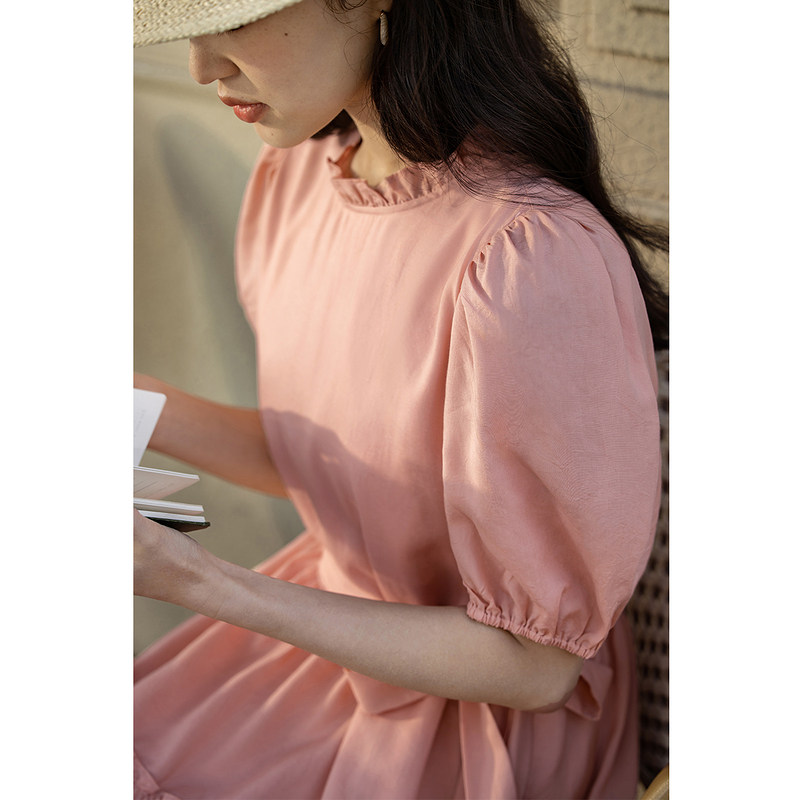 茵曼蝴蝶结连衣裙夏季2022年伞裙子 茵曼慢生活连衣裙