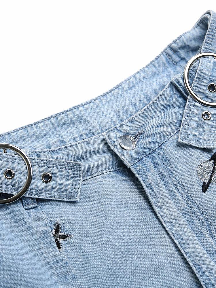 裂帛宽松牛仔女2019新款秋季字热裤 裂帛立天牛仔裤