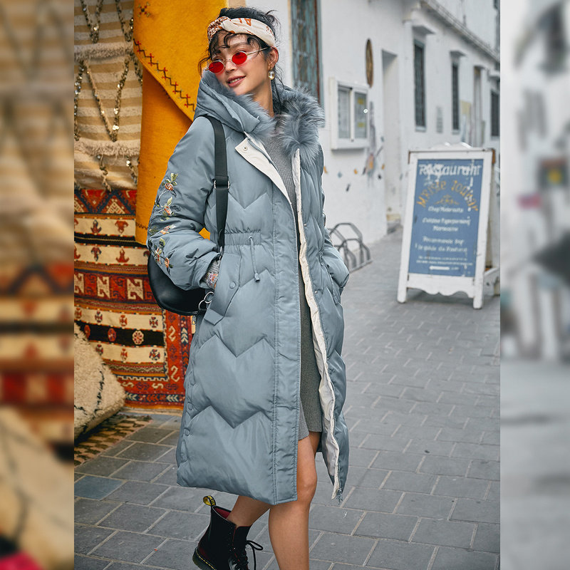 裂帛中长款2020冬季新款刺绣白鸭绒 裂帛立天羽绒服