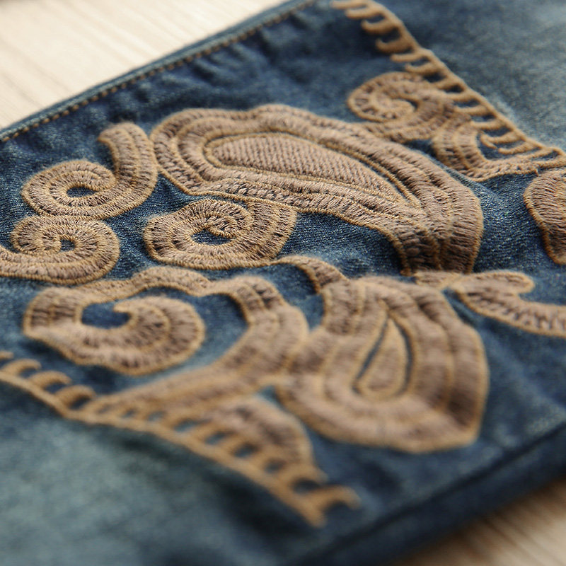 裂帛2020春装新款女民族刺绣牛仔裤 裂帛立天牛仔裤