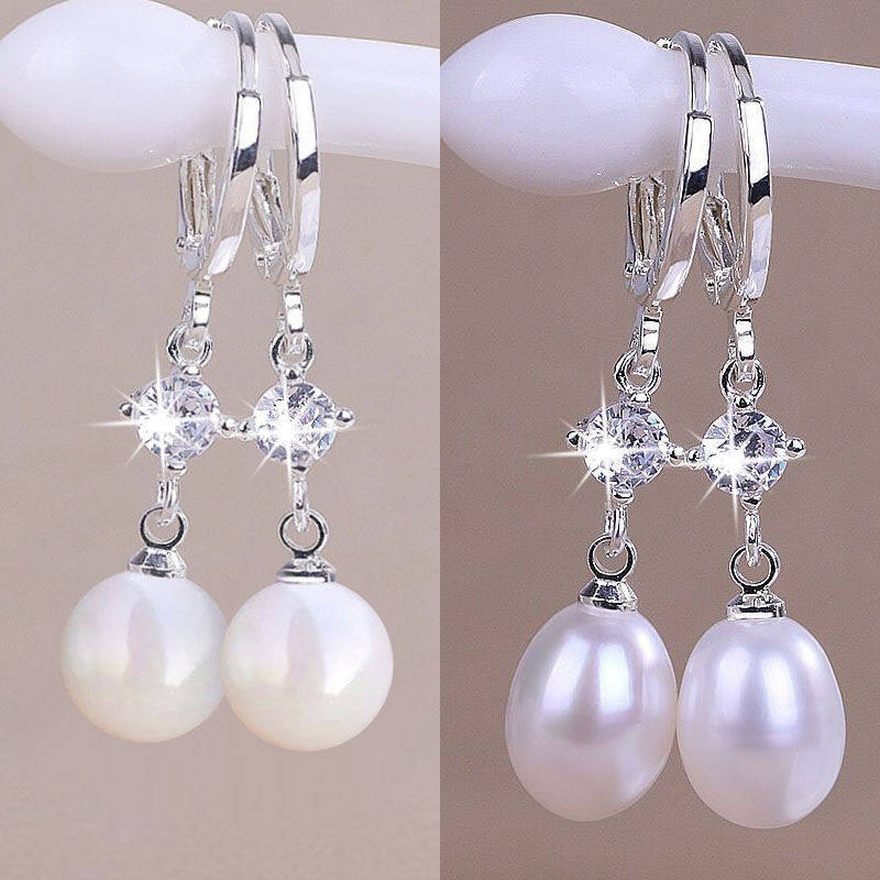 S925银贝壳耳扣女长款气质超闪石耳环送妈妈时尚耳坠耳饰,淘宝优惠券,粉丝福利购,淘宝优惠卷