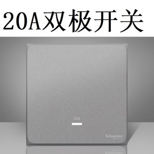 施耐德20A双极开关火线零线双断全极电源 风暖浴霸皓呈白色薄雾灰