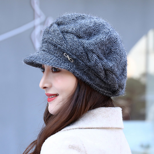 Hat rabbit fur women's all-match winter cap