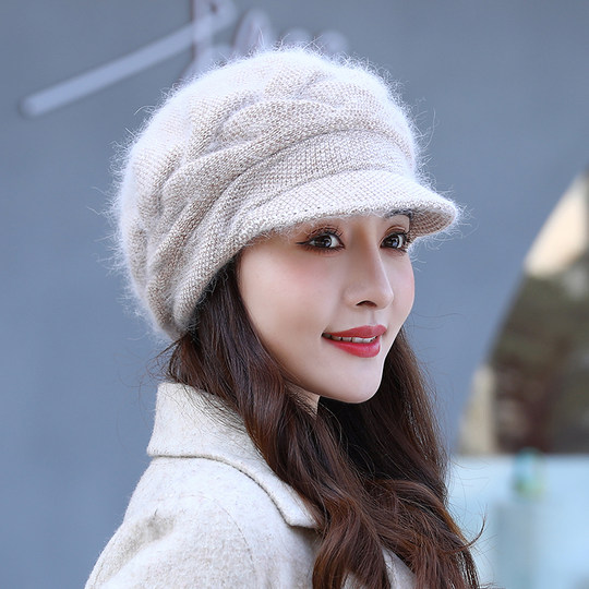 Hat rabbit fur women's all-match winter cap