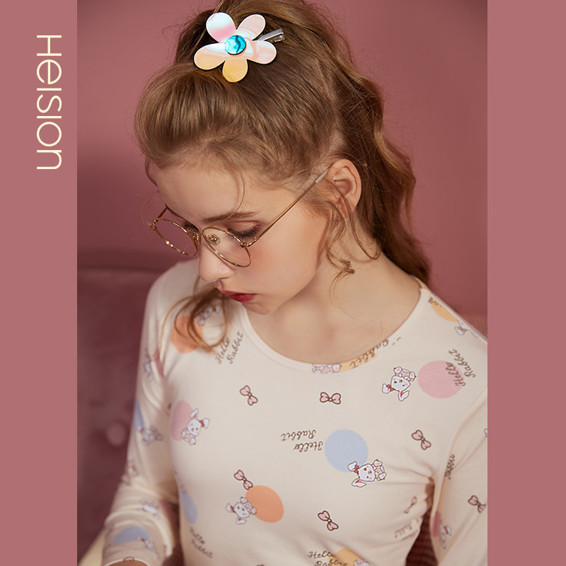 海之宁秋衣秋裤女纯棉套装学生少女薄款保暖内衣可爱打底棉毛衫冬,淘宝优惠券,粉丝福利购,淘宝优惠卷