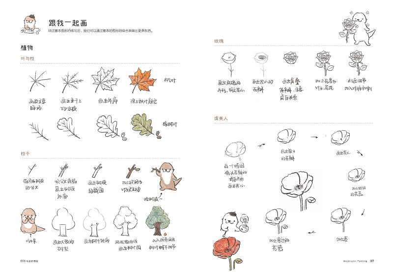 【赠明信片*1贴纸*2】水彩妙想绘水獭君的彩绘图集个人艺术画册设定集暖萌手帐素材插画教程动漫画原画书籍湖北美术出版社-图2