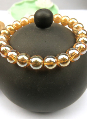 香槟金手串黄水晶玻璃佛珠