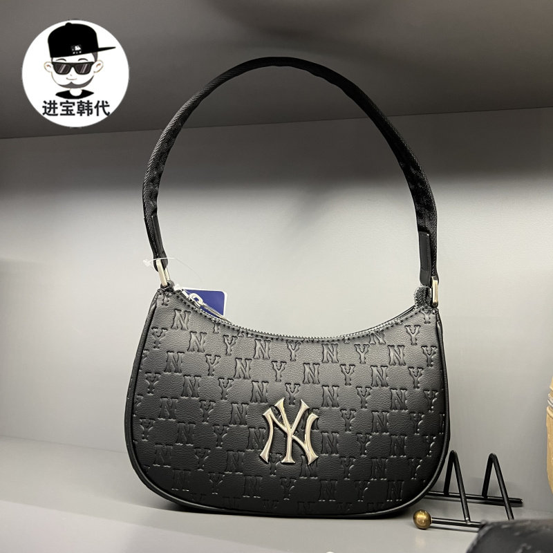 韩国MLB腋下包NY经典老花皮质单肩包潮牌包包2022新款女包BQS02_虎窝淘