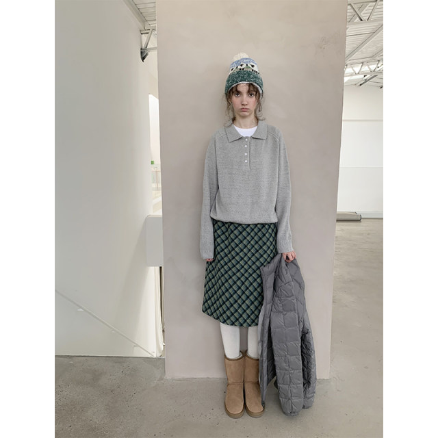 UNRETRO retro textured Polo neck sweater