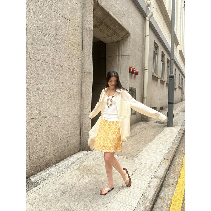 【清仓】UNRETRO 微皱肌理感复古宽松薄款透气中长款防晒长袖衬衫