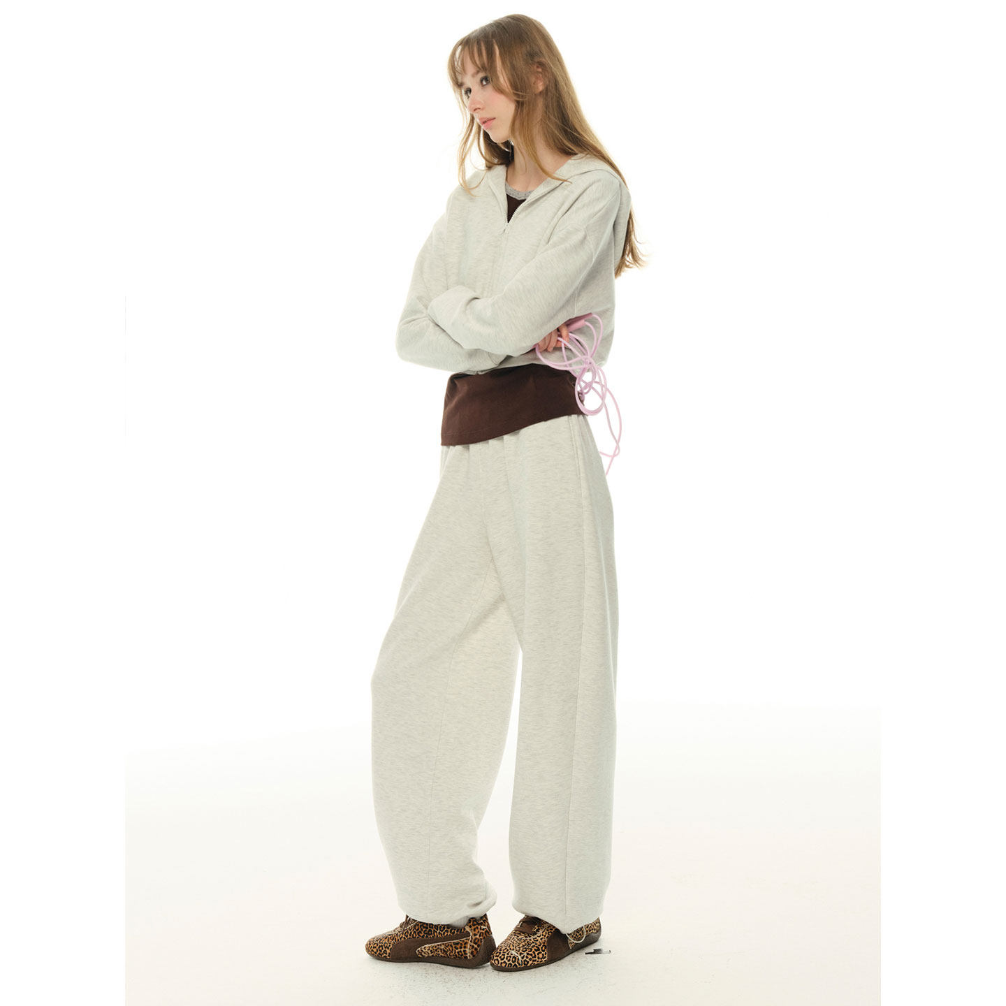 UNRETRO 整套穿搭 巨好看灰色休闲连帽卫衣套装女开衫卫裤两件套,淘宝优惠券,粉丝福利购,淘宝优惠卷