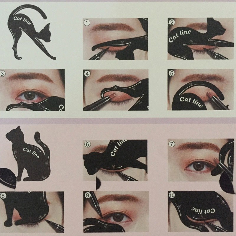 Cat Line Eyeliner Stencils Black Pro Eye Makeup Tool Model-图3