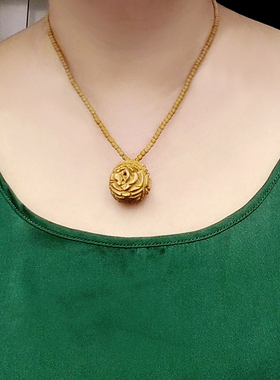 森系原创设计风手工黄杨木项链