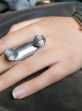 欧美风手工复古银戒指