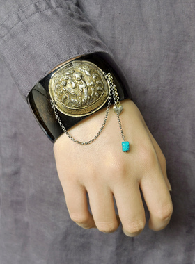 古董银鎏金中式美学手镯