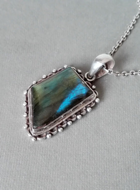 纯银复古民族风宝石尼泊尔手工