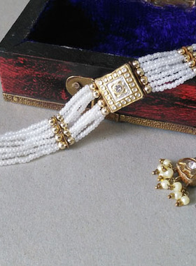 印度波西米亚风白色花卉琉璃珠