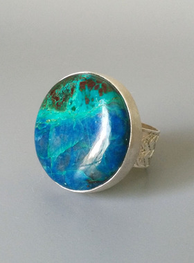 欧美风纯银手工饰品天然戒指