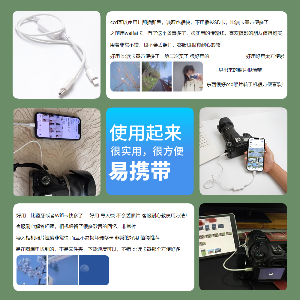 振发 适用于苹果手机OTG转接头适用于连接佳能70D相机5D3 5D2 60D 80D数据线760D内存卡直传器600D传输线750D - 图1