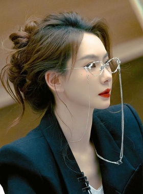 戚薇同款GM猫眼镶钻钻石眼镜框
