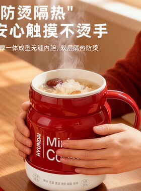 HYUNDAI/现代烧水杯便携式电炖杯多功能炖煮杯办公室热牛奶养生杯