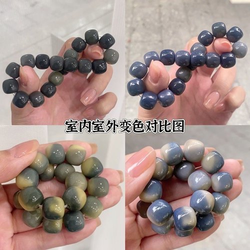 一念禅艺网红海盐蓝飘花菩提手串盘玩女孩子可变色菩提根文玩佛珠 - 图0