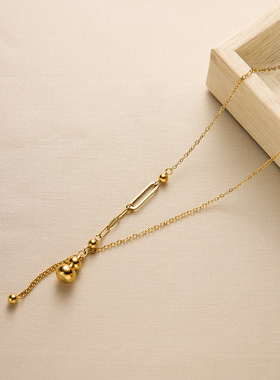 葫芦福韵生财项链女钛钢不掉色新中式轻奢高级感锁骨链毛衣链