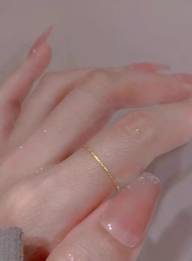 极细磨砂素圈戒指女钛钢不掉色简约叠戴彩金细砂食指戒关节戒指环