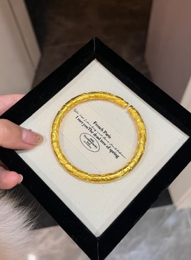 牡丹花圆条手镯金店同款沙金仿真金新中式婚嫁订婚结婚假三金五金