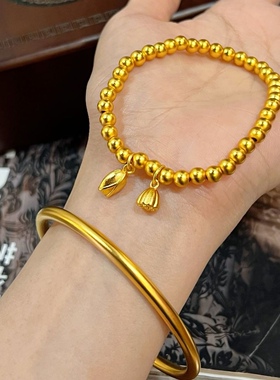 两世欢手镯女沙金仿真金新款轻奢高级感三面碎碎冰镯子