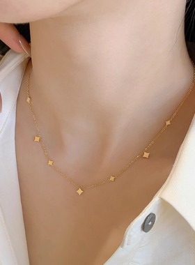 亮片星星项链女钛钢不掉色洗澡不用摘法式简约叠戴锁骨链繁星颈链
