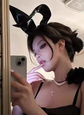 万圣节头饰甜酷辣妹皮质兔耳朵发箍纯欲cos兔女郎头饰发饰女头箍