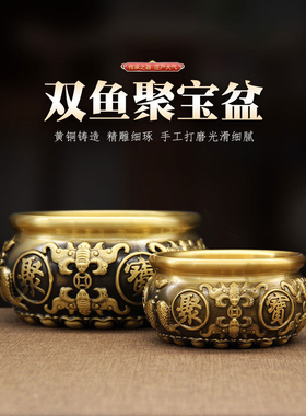 新款铜缸摆件黄铜水缸办公室客厅大号纳福米缸聚宝盆纯铜缸大量发