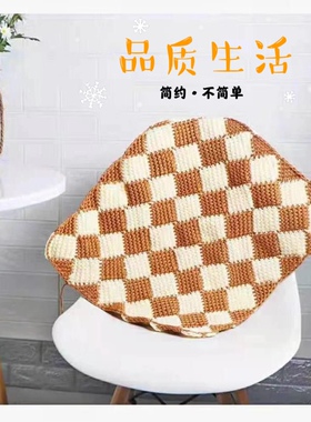 轻体粗冰线手工编织夏季帽子