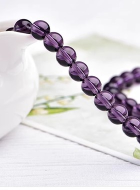 紫水晶散珠半成品 紫散珠diy紫水晶散珠手链配件圆珠材料
